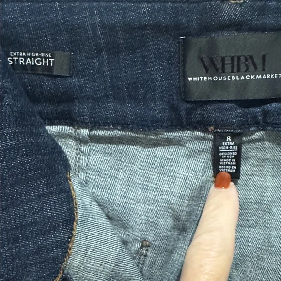 WHBM Extra High Rise Straight Pintuck Leg Medium Wash Jeans Size 8 $120 EUC KL - Picture 10 of 16